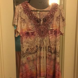 Pink tunic hankercheif hem tunic